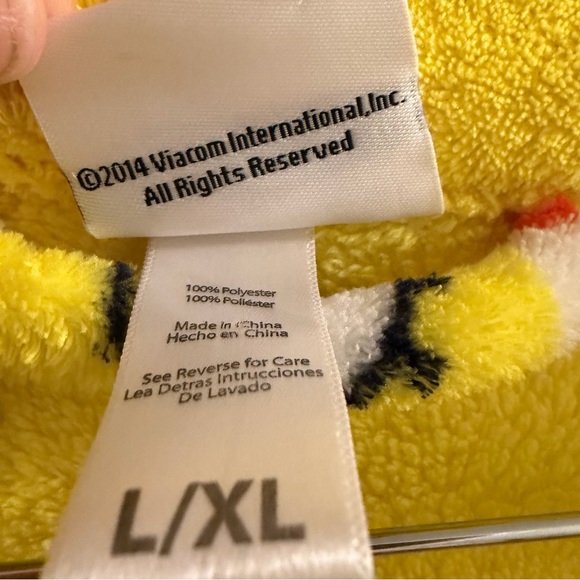 SpongeBob SquarePants Plush Robe Nickelodeon Adult L XL Yellow Cartoon Cozy - Picture 6 of 7